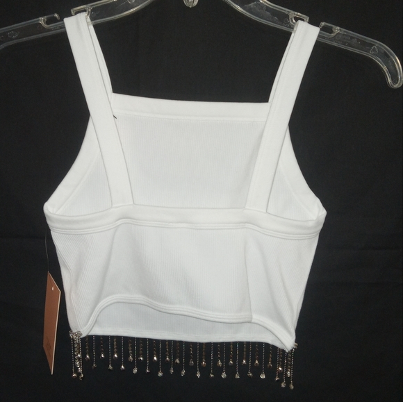 New Mix Classic - Crop Top with Rhinestone embellishment hemline - Picture 2 of 9